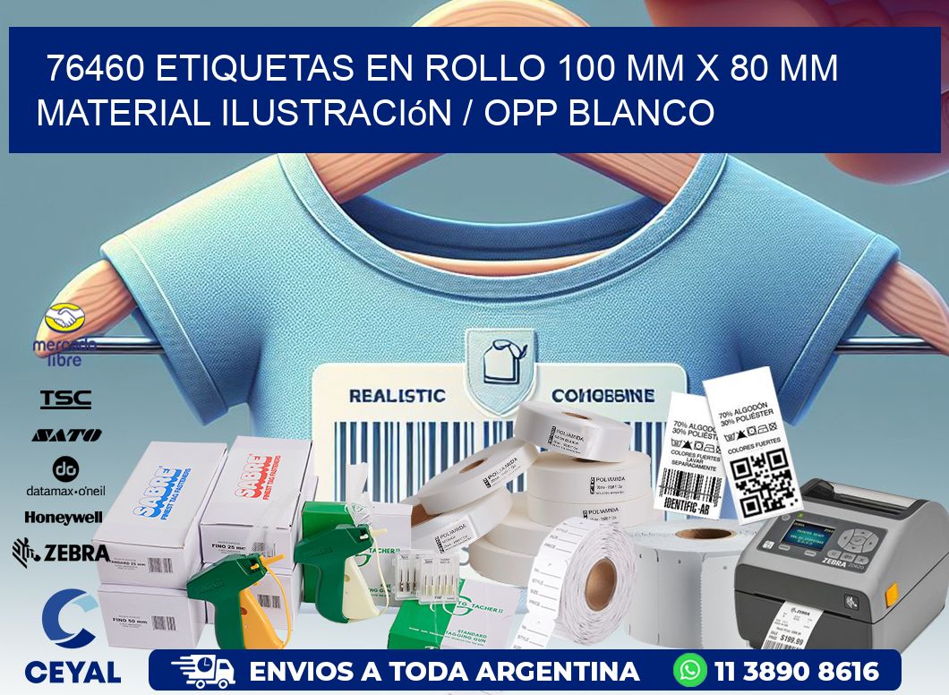 76460 Etiquetas en rollo 100 mm x 80 mm material Ilustración / OPP Blanco