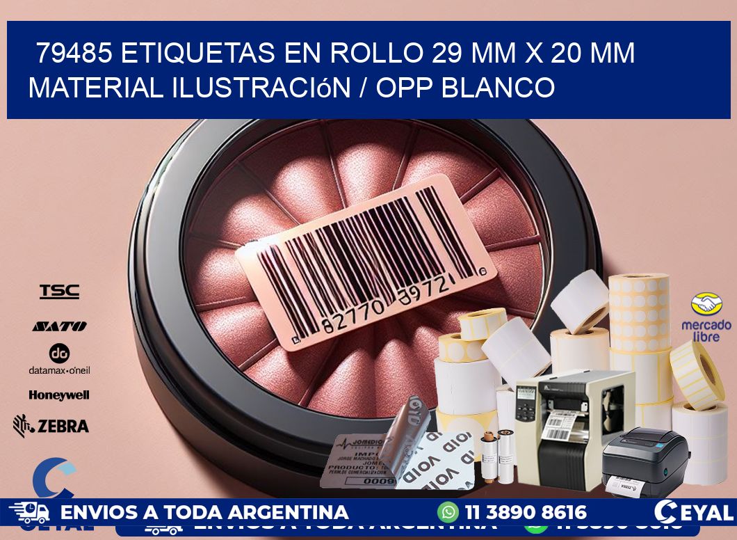 79485 Etiquetas en rollo 29 mm x 20 mm material Ilustración / OPP Blanco