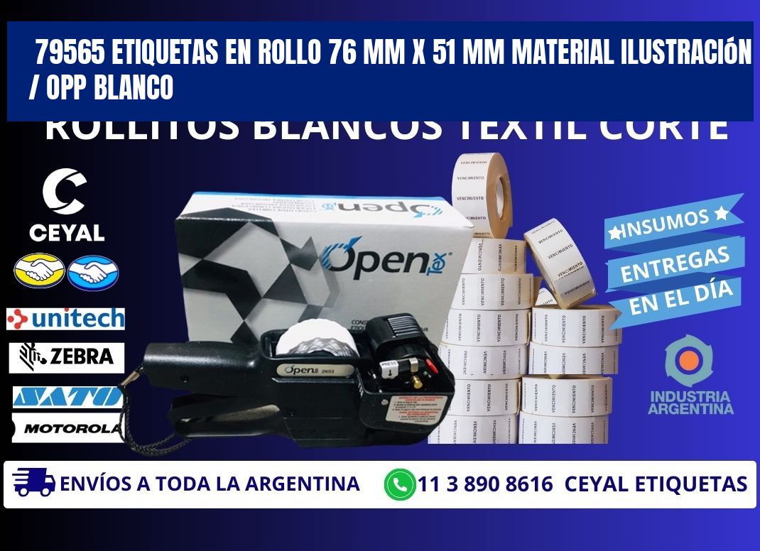 79565 Etiquetas en rollo 76 mm x 51 mm material Ilustración / OPP Blanco