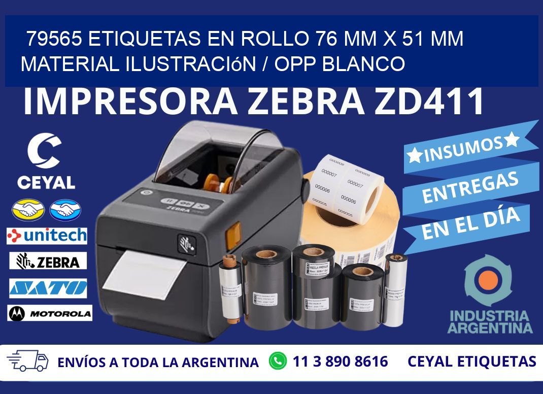 79565 Etiquetas en rollo 76 mm x 51 mm material Ilustración / OPP Blanco