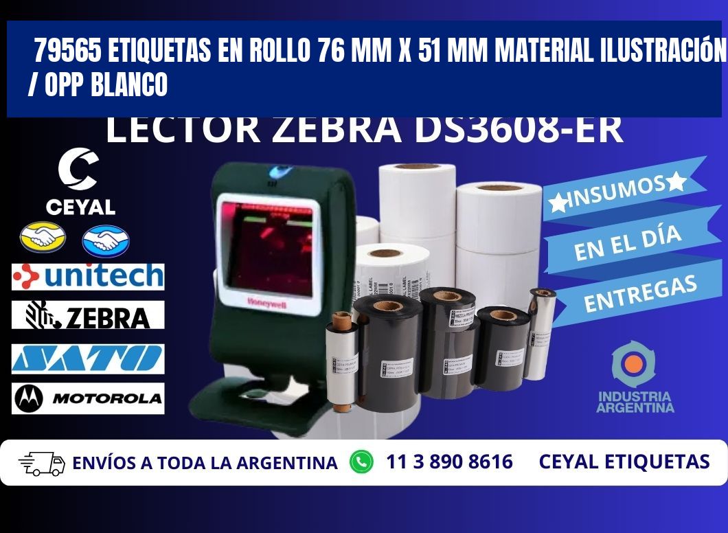 79565 Etiquetas en rollo 76 mm x 51 mm material Ilustración / OPP Blanco