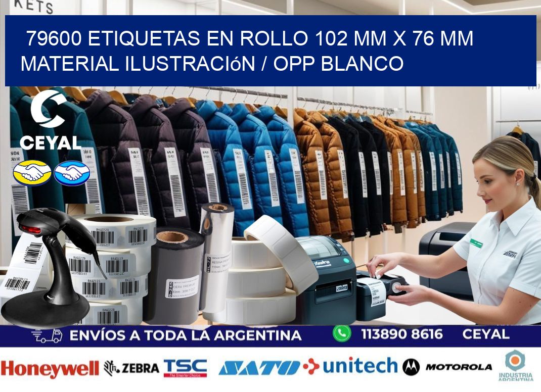 79600 Etiquetas en rollo 102 mm x 76 mm material Ilustración / OPP Blanco