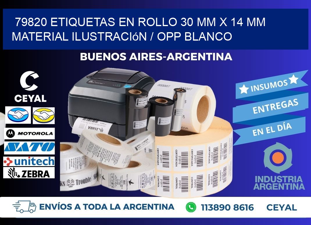 79820 Etiquetas en rollo 30 mm x 14 mm material Ilustración / OPP Blanco