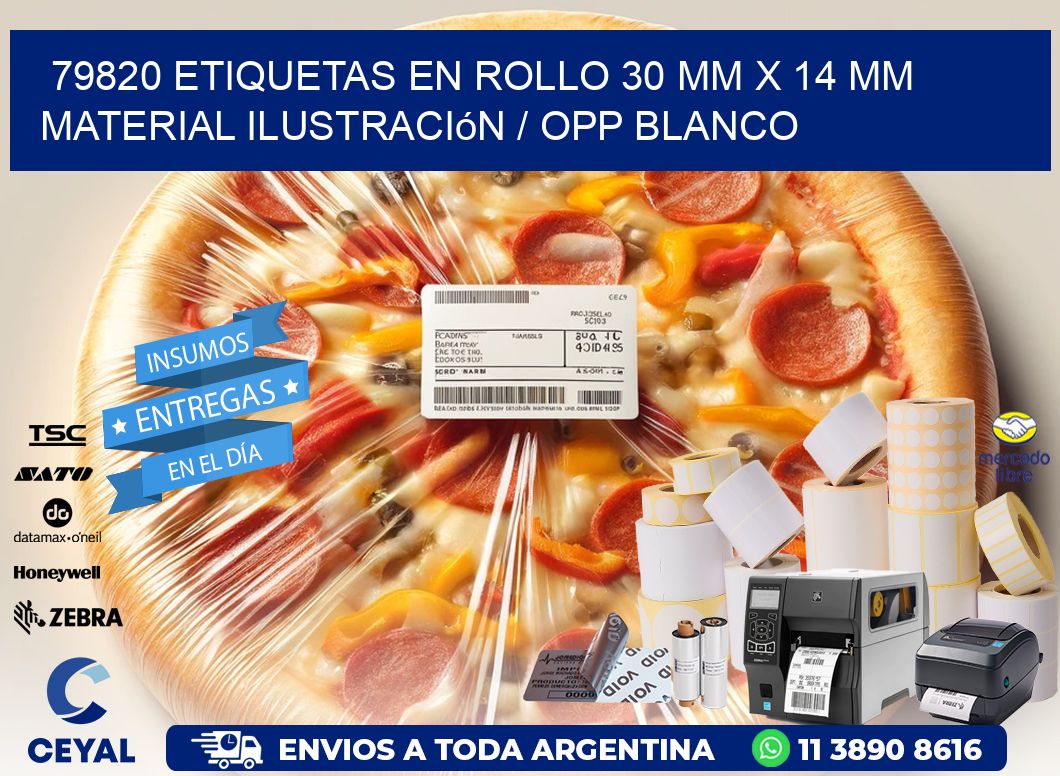 79820 Etiquetas en rollo 30 mm x 14 mm material Ilustración / OPP Blanco