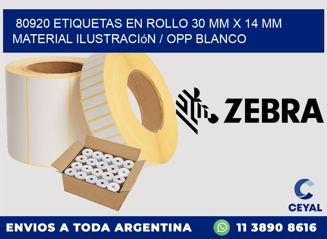 80920 Etiquetas en rollo 30 mm x 14 mm material Ilustración / OPP Blanco