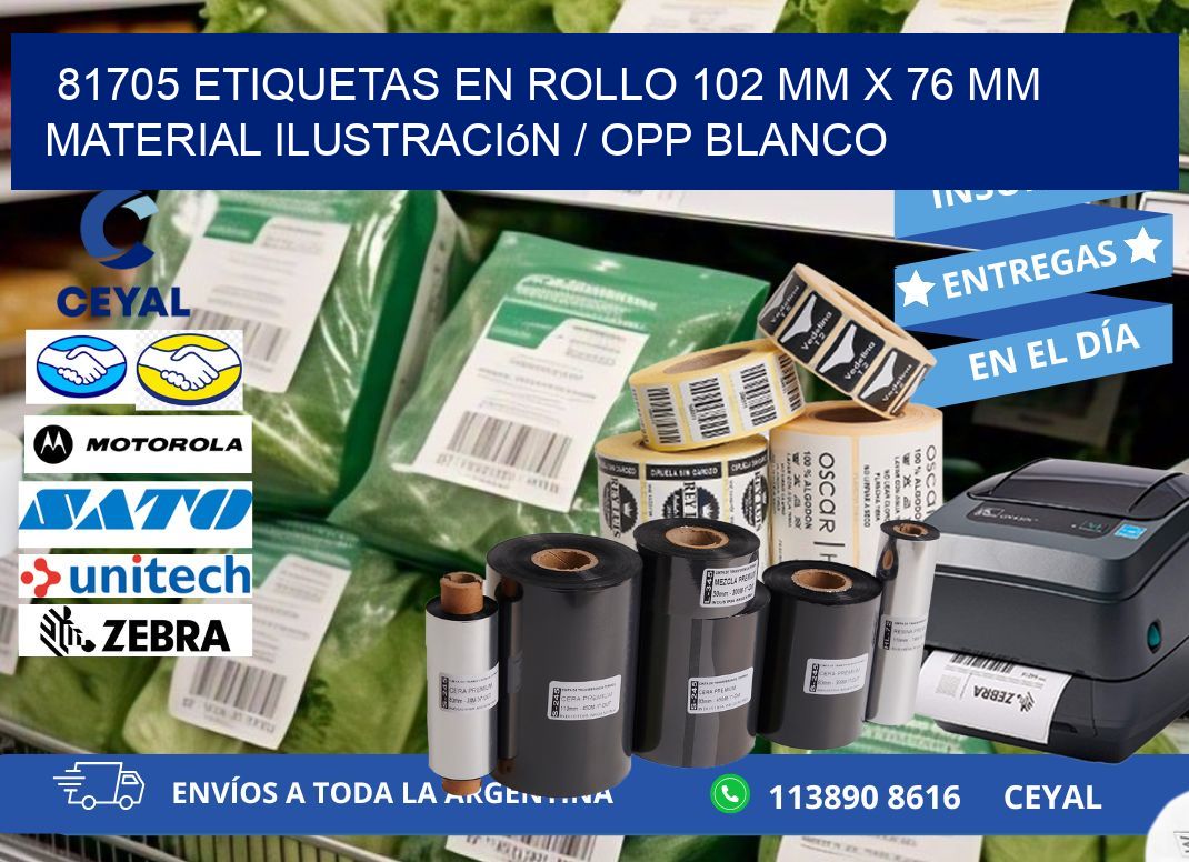 81705 Etiquetas en rollo 102 mm x 76 mm material Ilustración / OPP Blanco