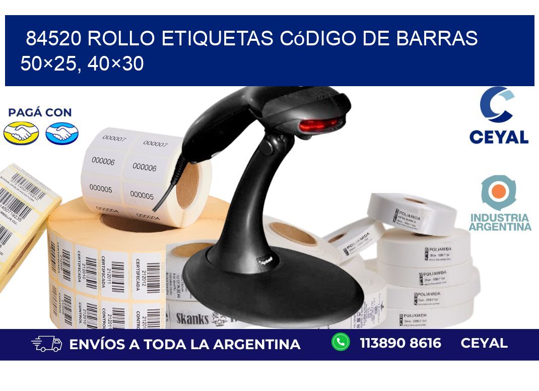 84520 rollo etiquetas código de barras 50×25, 40×30