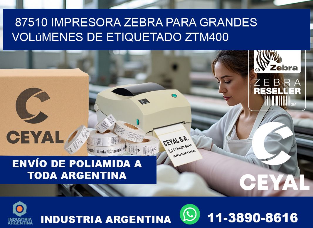 87510 impresora Zebra para grandes volúmenes de etiquetado ZTM400