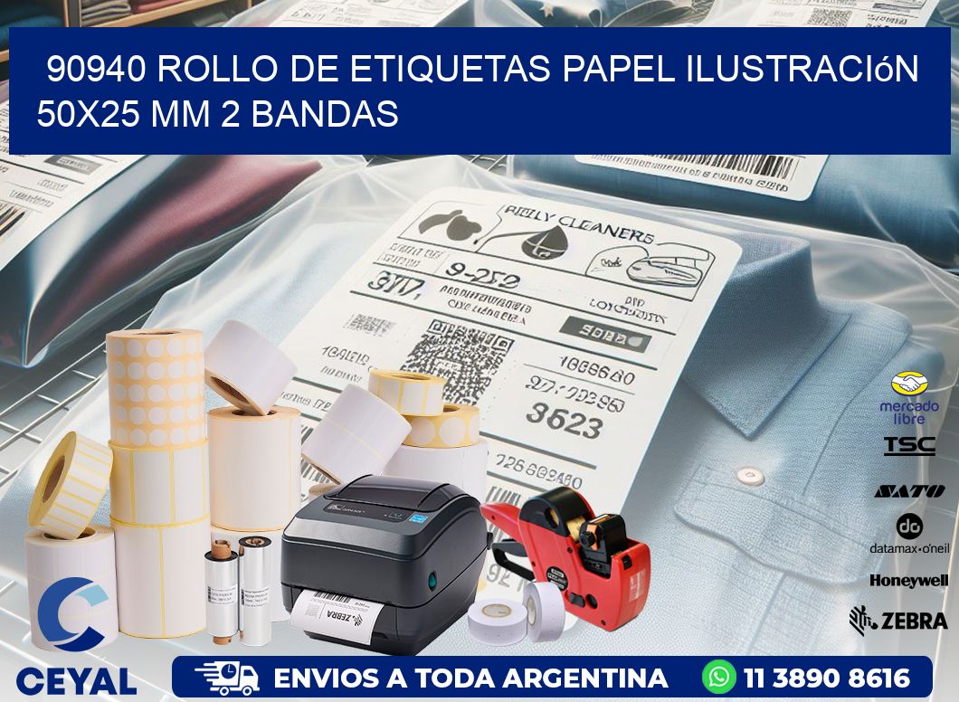 90940 Rollo de Etiquetas Papel Ilustración 50×25 Mm 2 Bandas