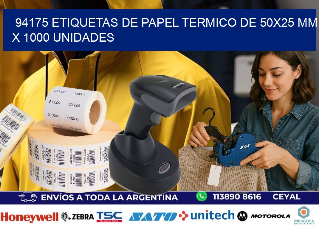 94175 Etiquetas De Papel Termico De 50x25 Mm X 1000 Unidades