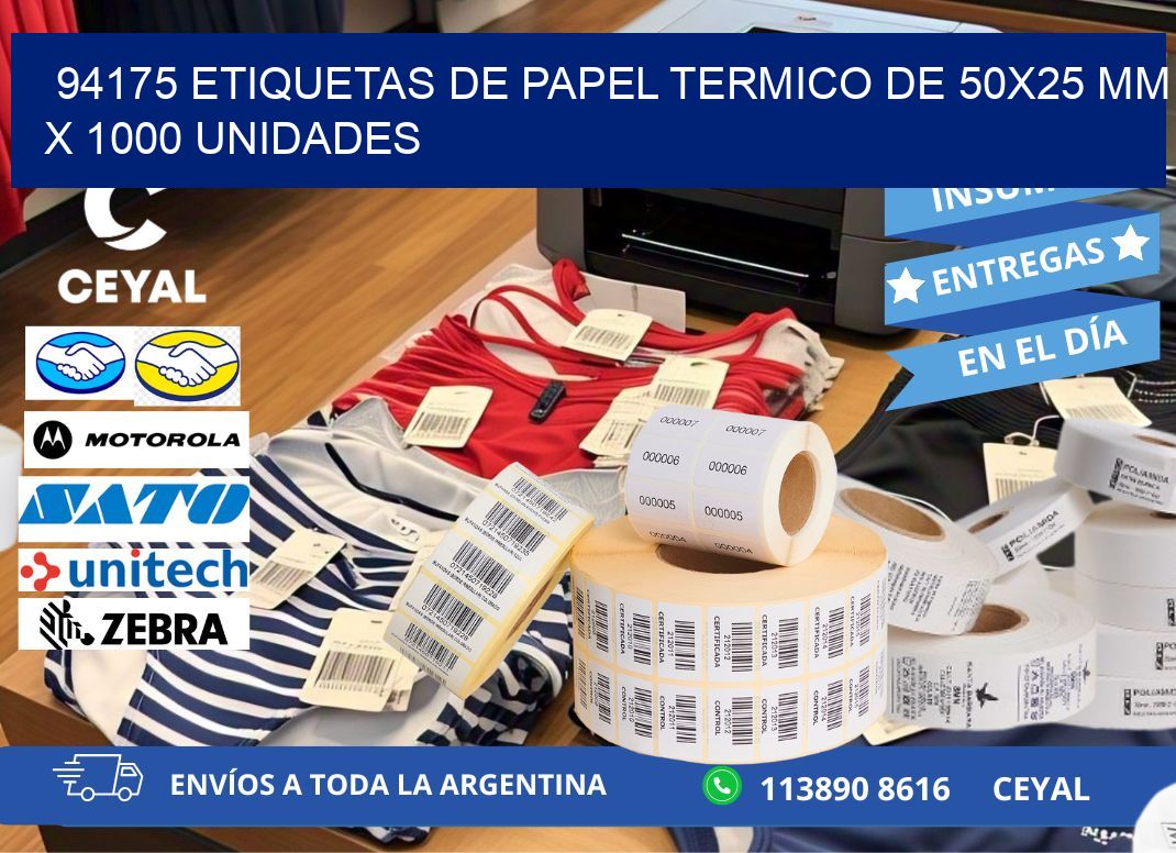 94175 Etiquetas De Papel Termico De 50x25 Mm X 1000 Unidades
