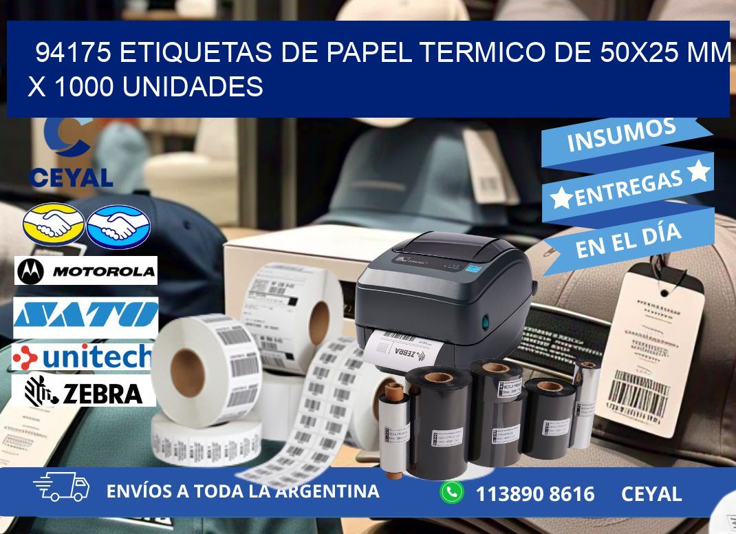 94175 Etiquetas De Papel Termico De 50×25 Mm X 1000 Unidades