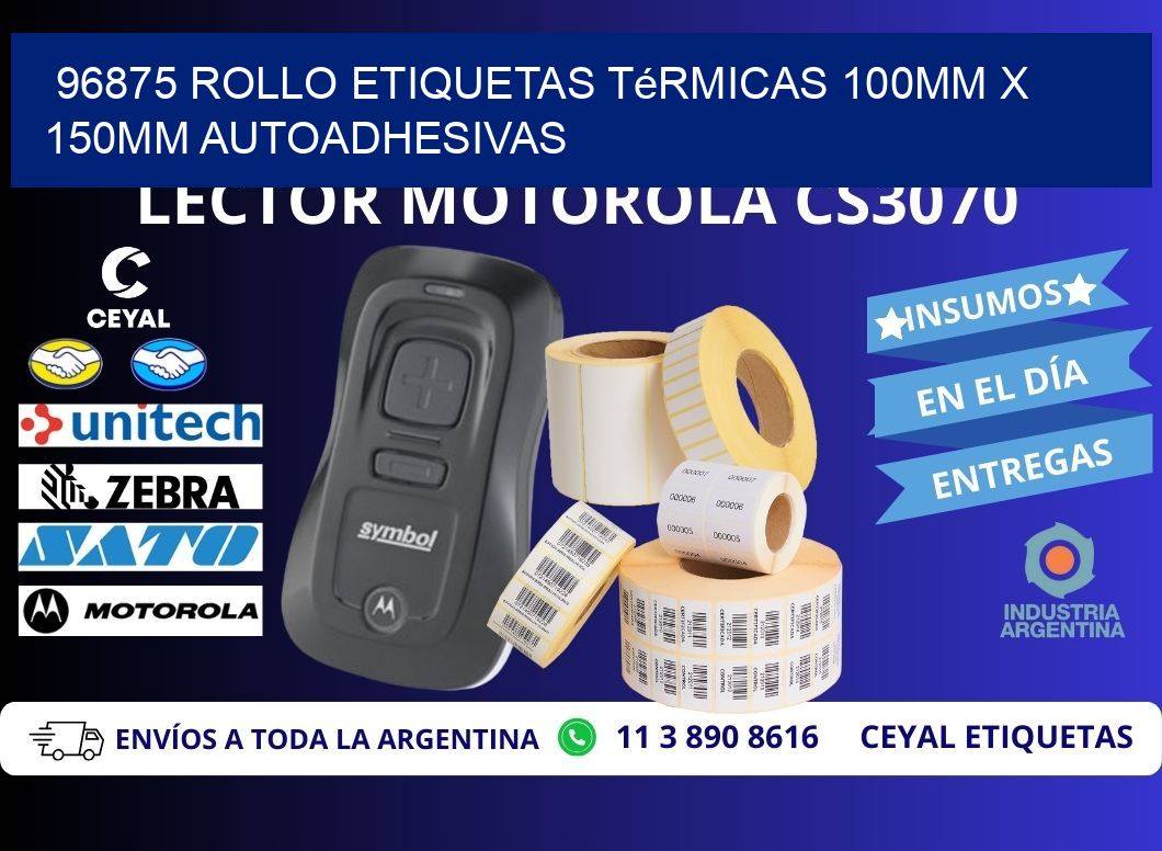 96875 Rollo Etiquetas Térmicas 100mm X 150mm Autoadhesivas