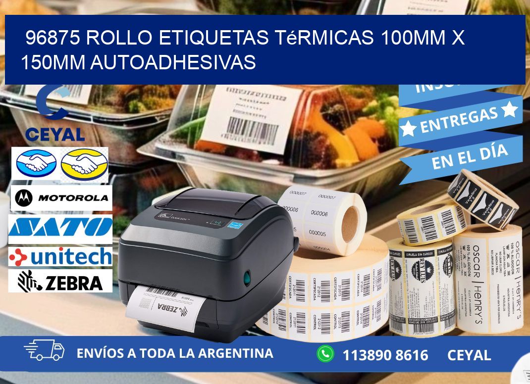 96875 Rollo Etiquetas Térmicas 100mm X 150mm Autoadhesivas