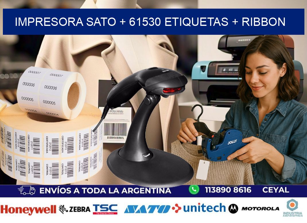 impresora SATO + 61530 etiquetas + ribbon