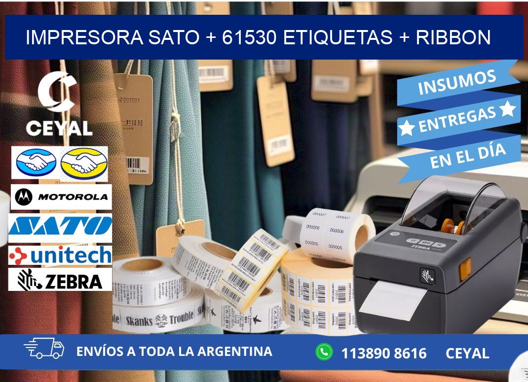 impresora SATO + 61530 etiquetas + ribbon