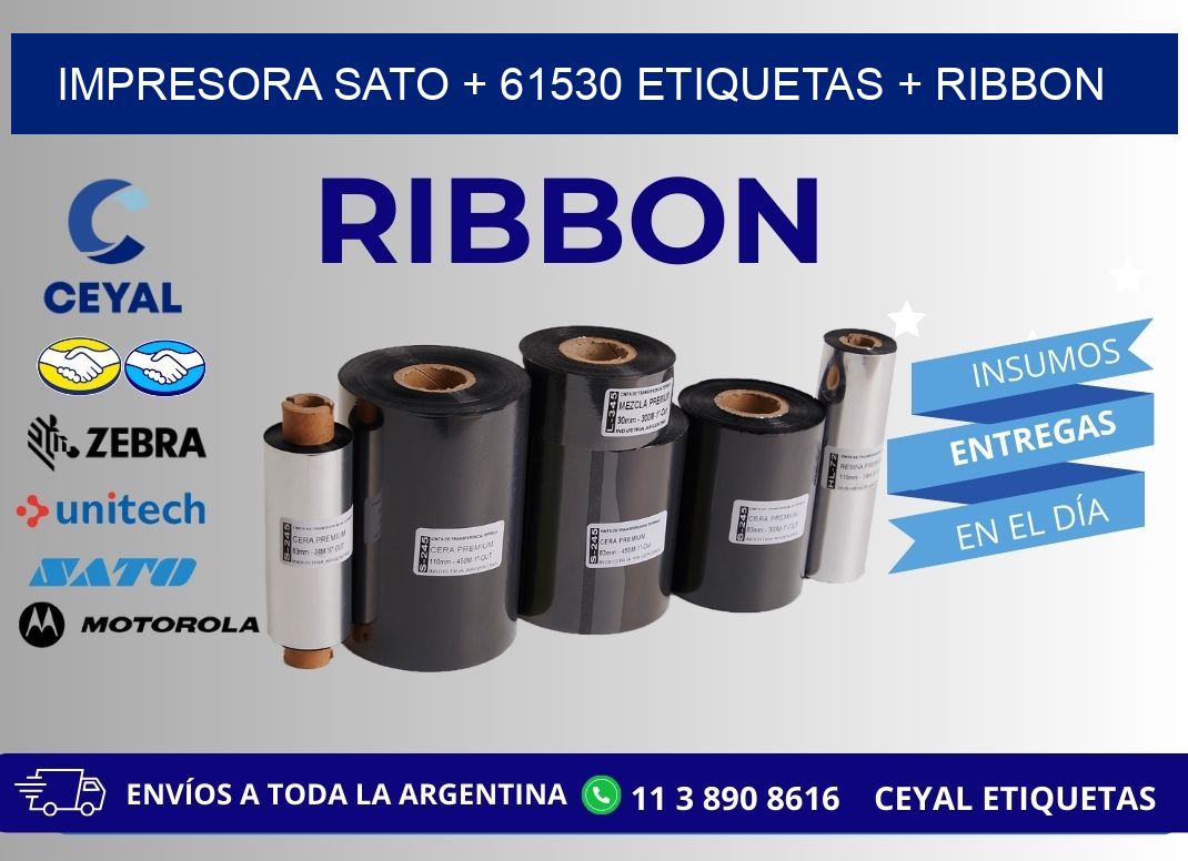 impresora SATO + 61530 etiquetas + ribbon