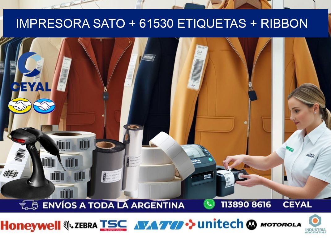 impresora SATO + 61530 etiquetas + ribbon