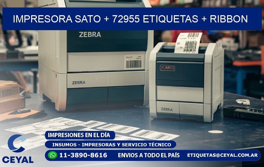 impresora SATO + 72955 etiquetas + ribbon