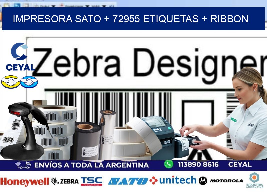 impresora SATO + 72955 etiquetas + ribbon