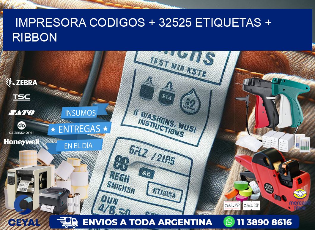 impresora codigos + 32525 etiquetas + ribbon