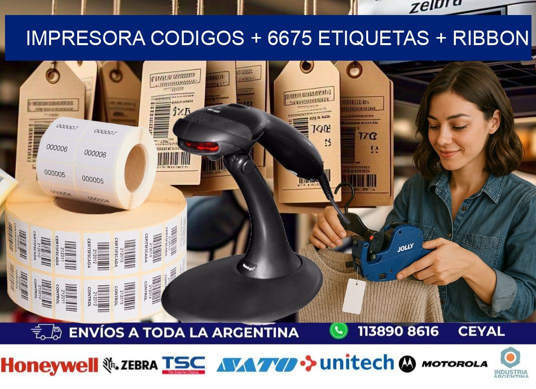 impresora codigos + 6675 etiquetas + ribbon
