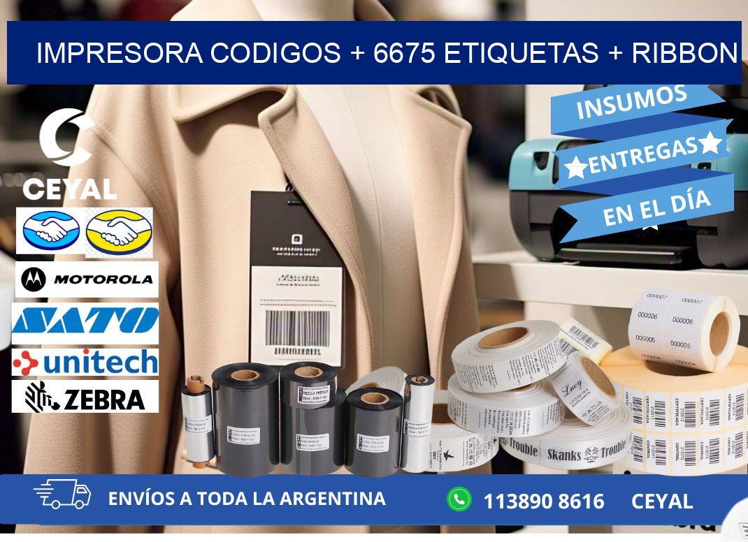 impresora codigos + 6675 etiquetas + ribbon