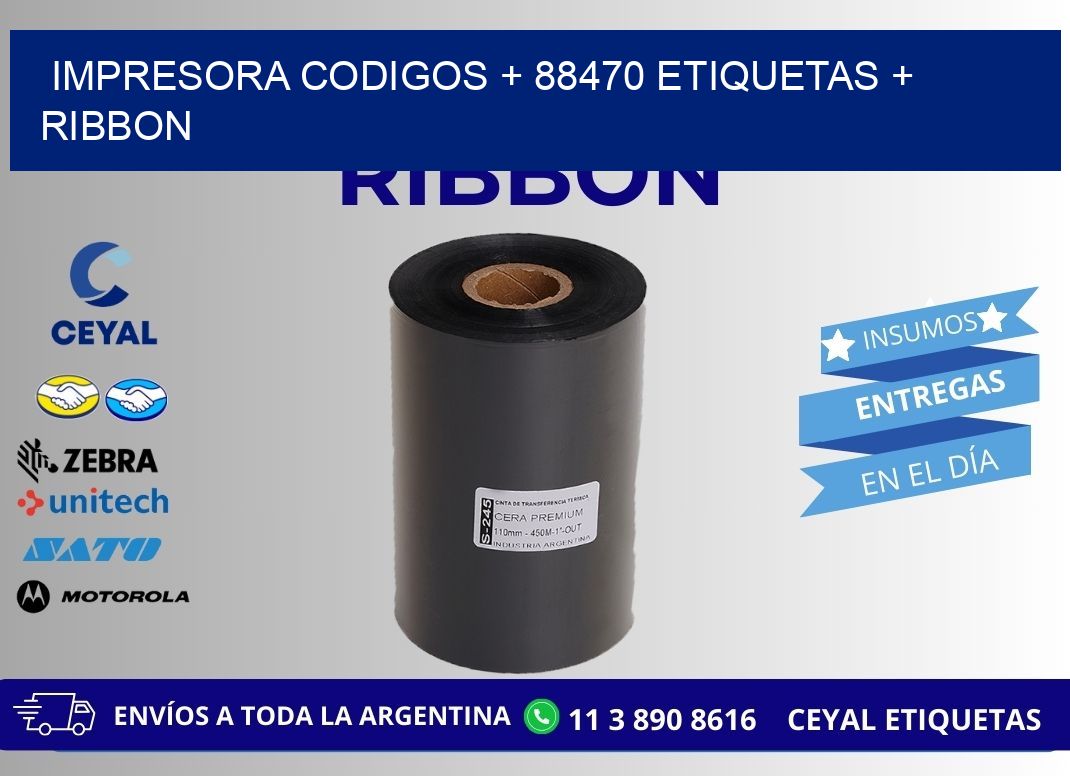 impresora codigos + 88470 etiquetas + ribbon