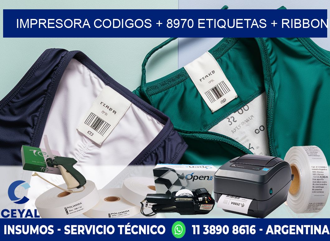 impresora codigos + 8970 etiquetas + ribbon
