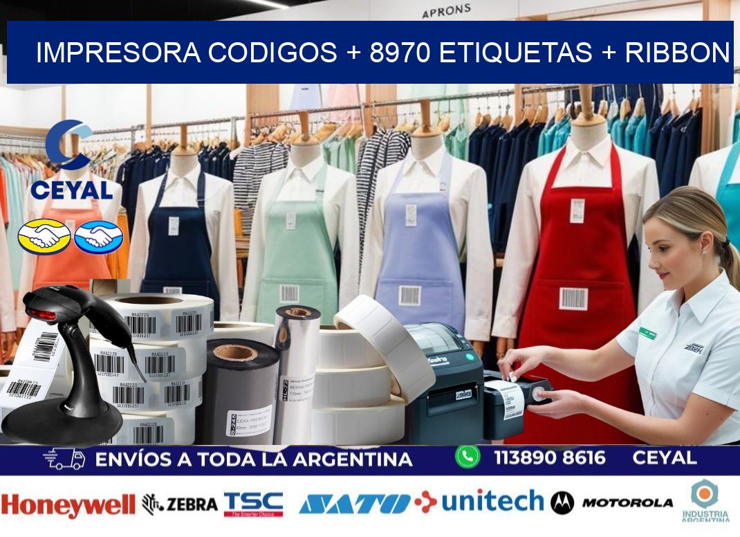 impresora codigos + 8970 etiquetas + ribbon