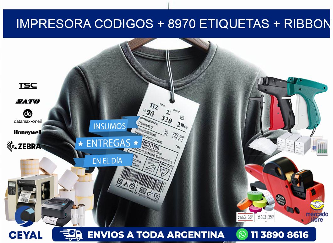 impresora codigos + 8970 etiquetas + ribbon