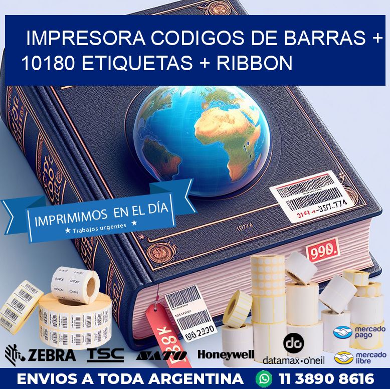 impresora codigos de barras + 10180 etiquetas + ribbon