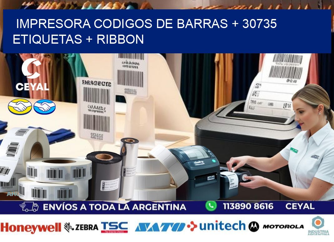 impresora codigos de barras + 30735 etiquetas + ribbon
