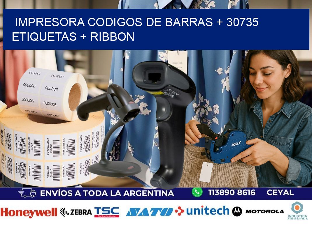 impresora codigos de barras + 30735 etiquetas + ribbon