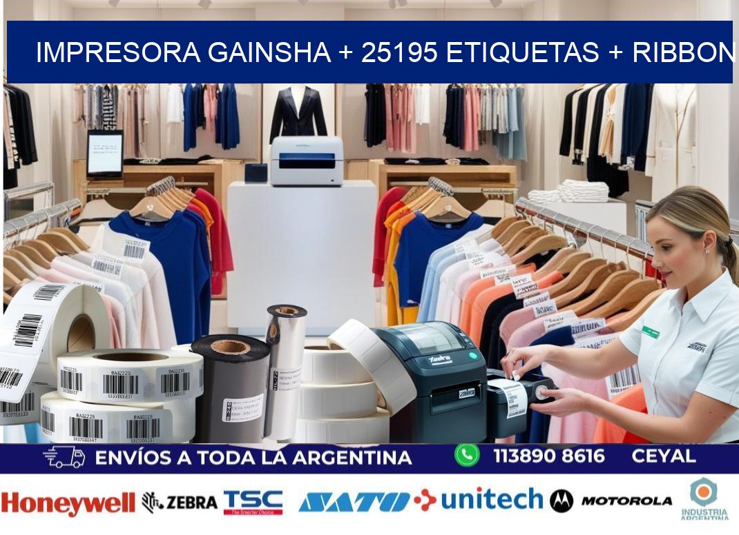 impresora gainsha + 25195 etiquetas + ribbon