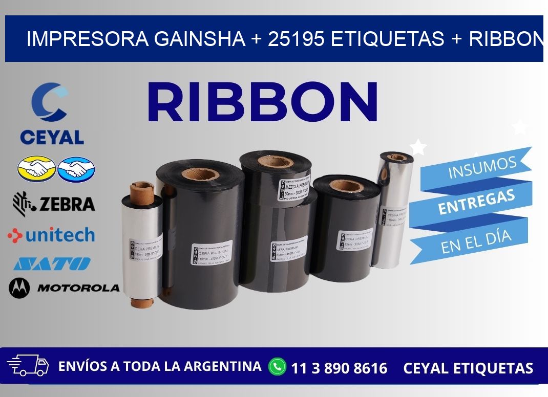 impresora gainsha + 25195 etiquetas + ribbon
