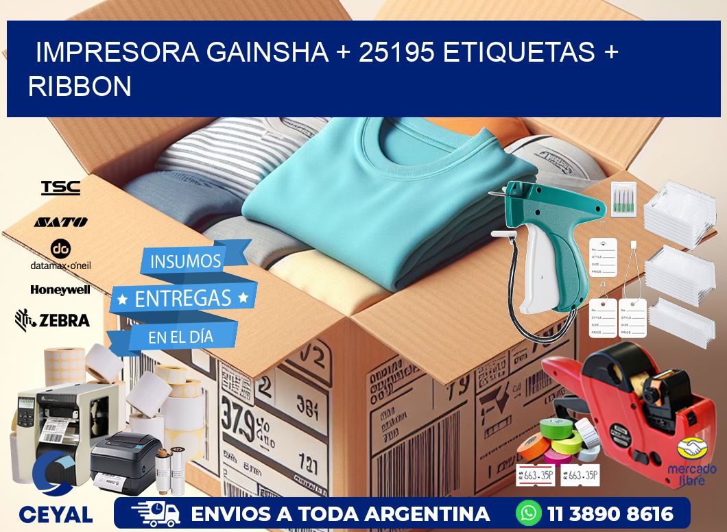 impresora gainsha + 25195 etiquetas + ribbon
