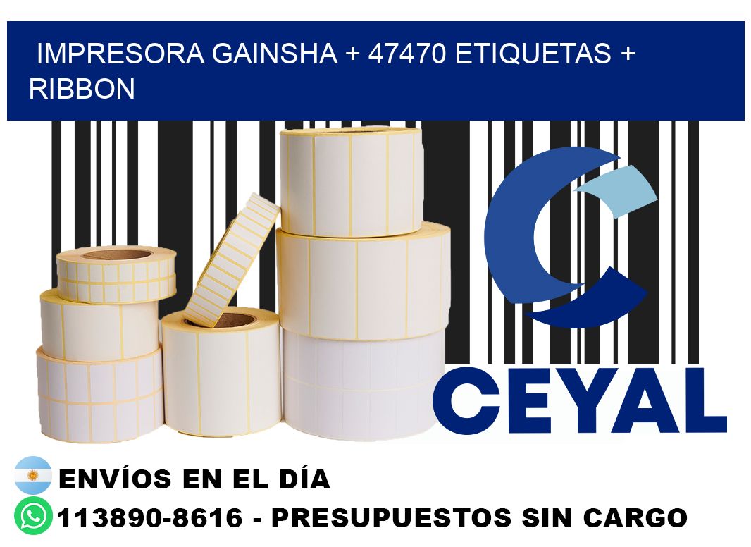 impresora gainsha + 47470 etiquetas + ribbon