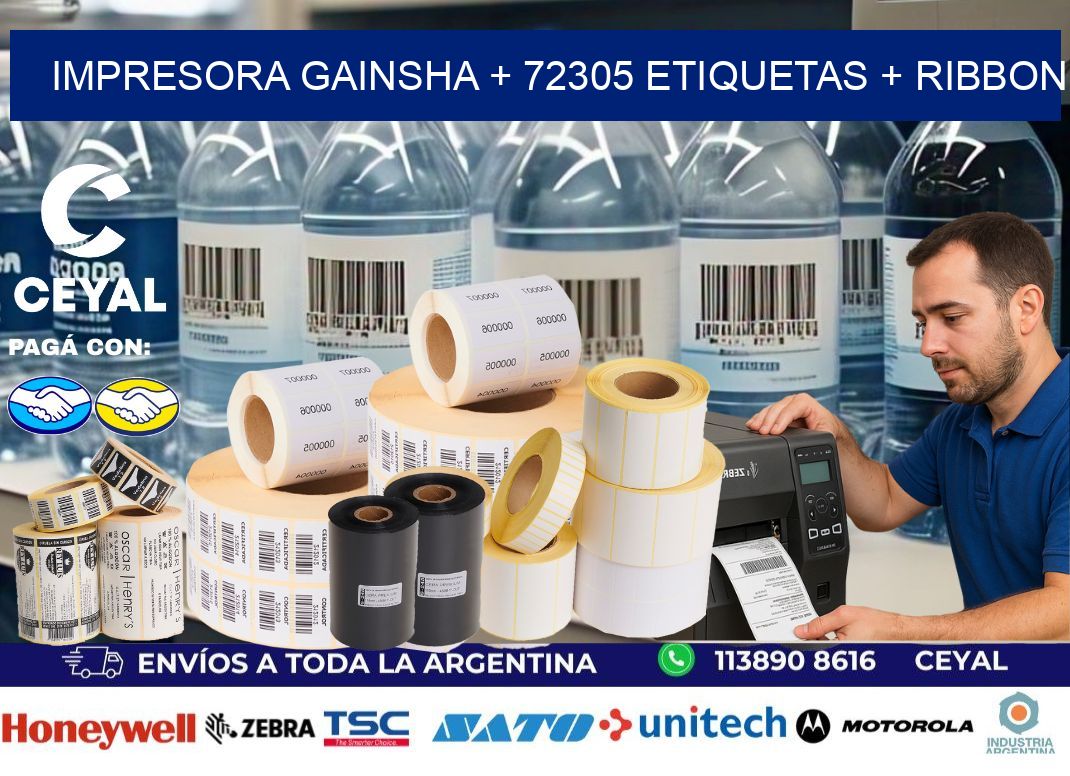 impresora gainsha + 72305 etiquetas + ribbon