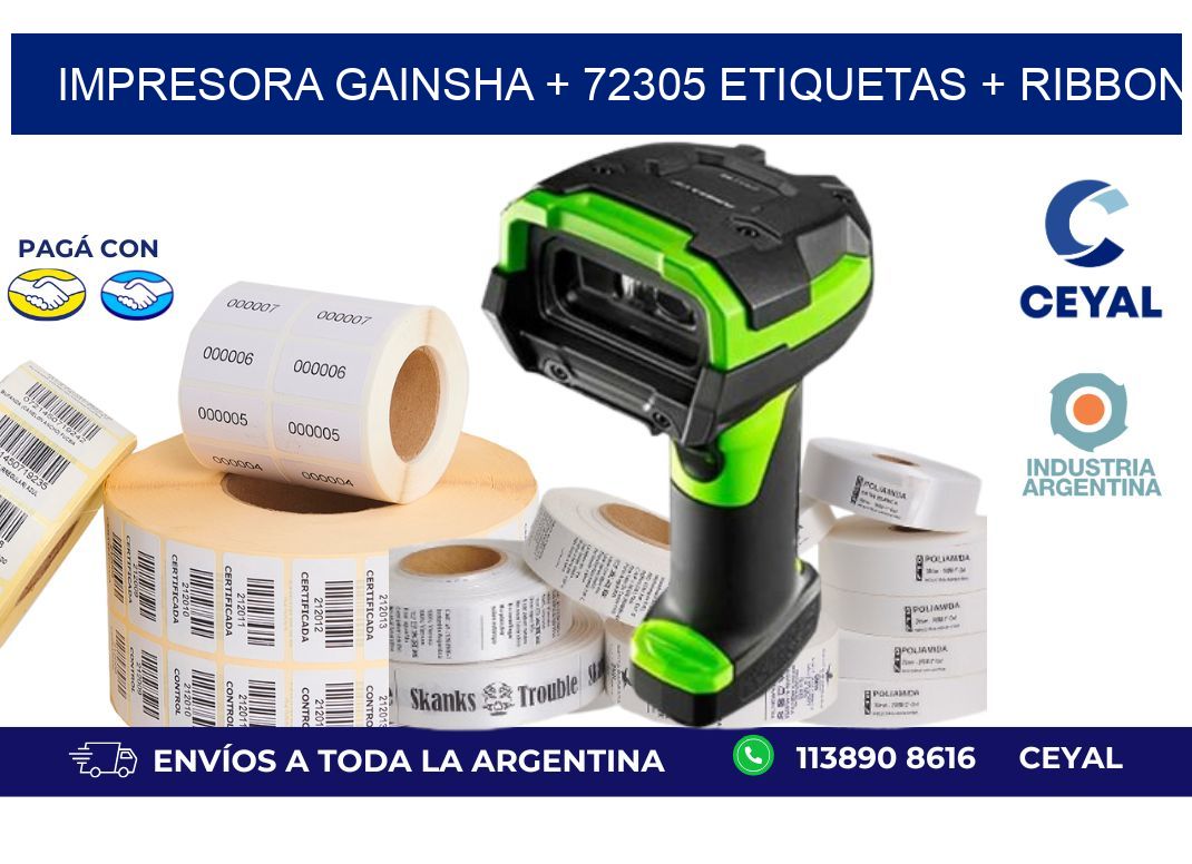 impresora gainsha + 72305 etiquetas + ribbon