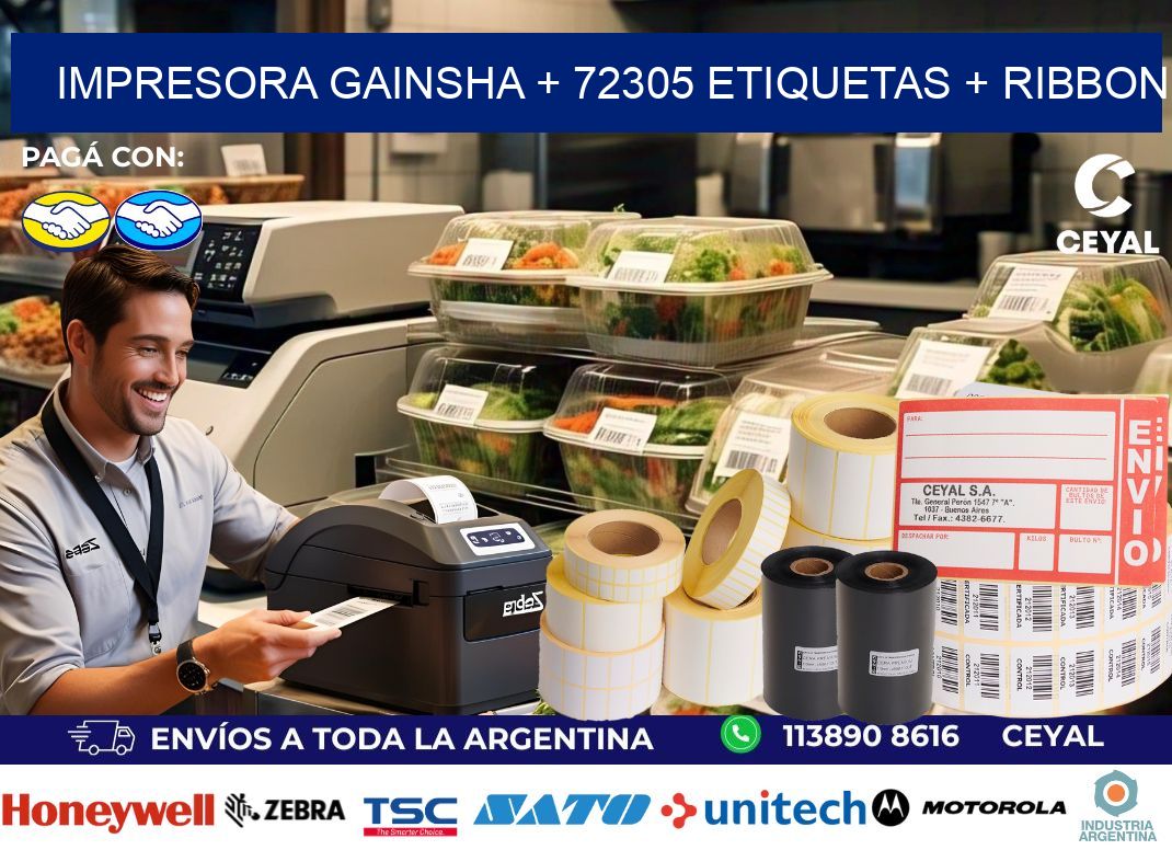 impresora gainsha + 72305 etiquetas + ribbon