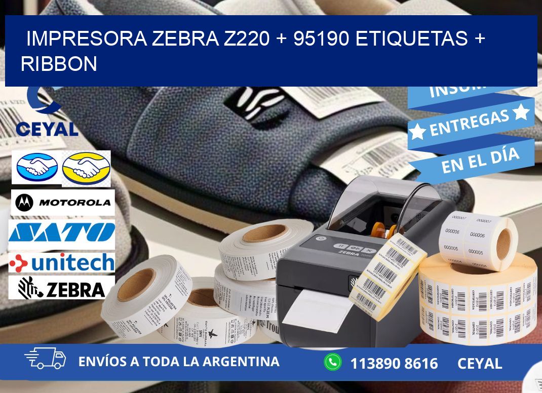 impresora zebra z220 + 95190 etiquetas + ribbon