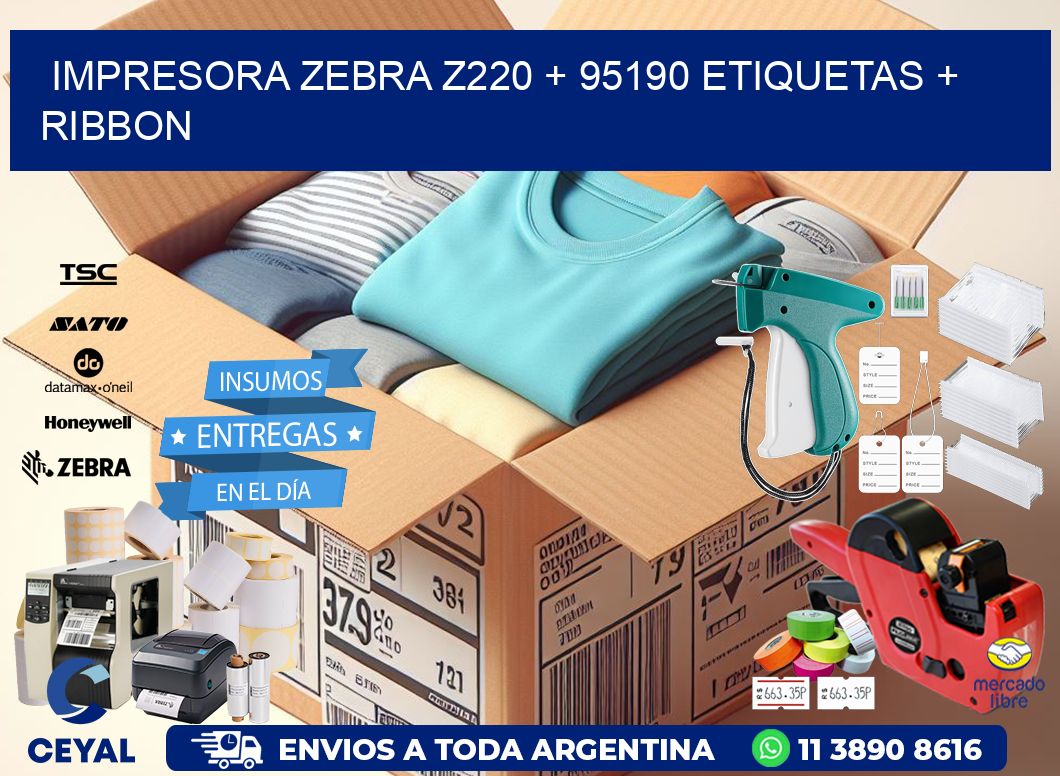 impresora zebra z220 + 95190 etiquetas + ribbon
