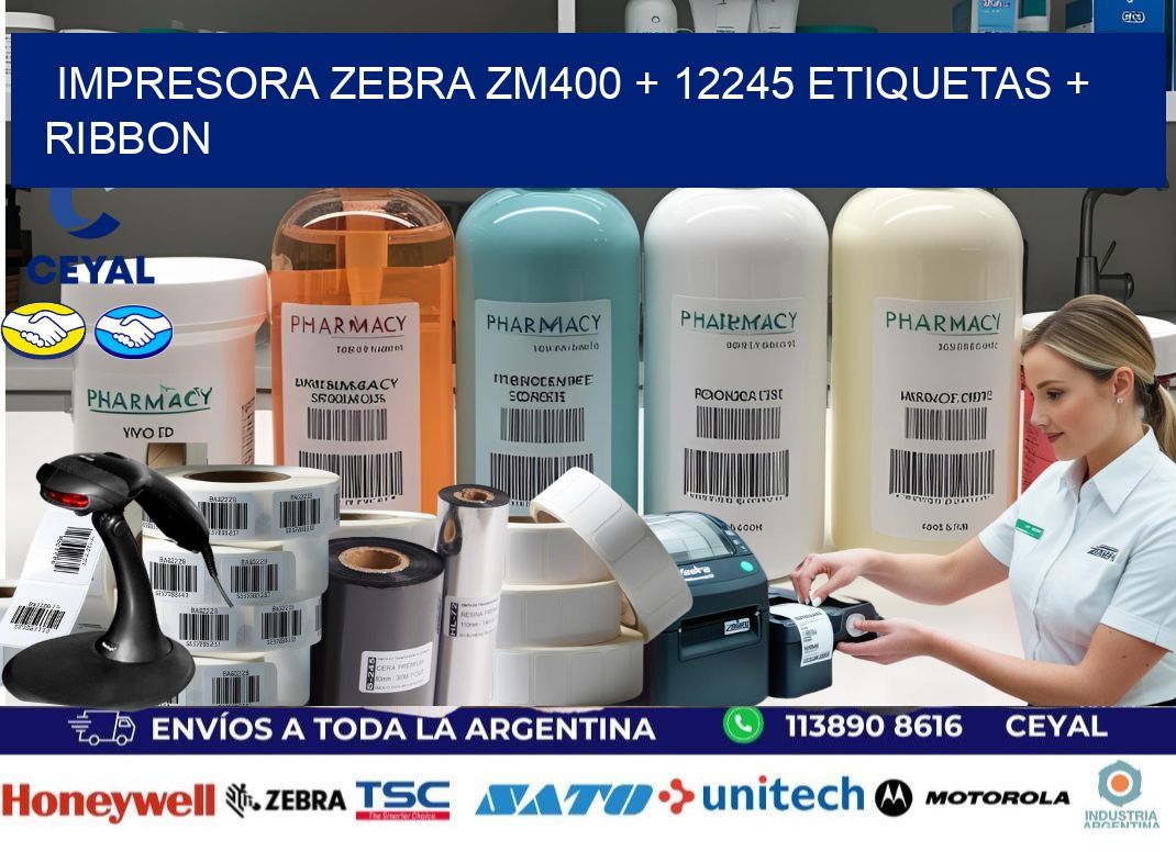 impresora zebra zm400 + 12245 etiquetas + ribbon