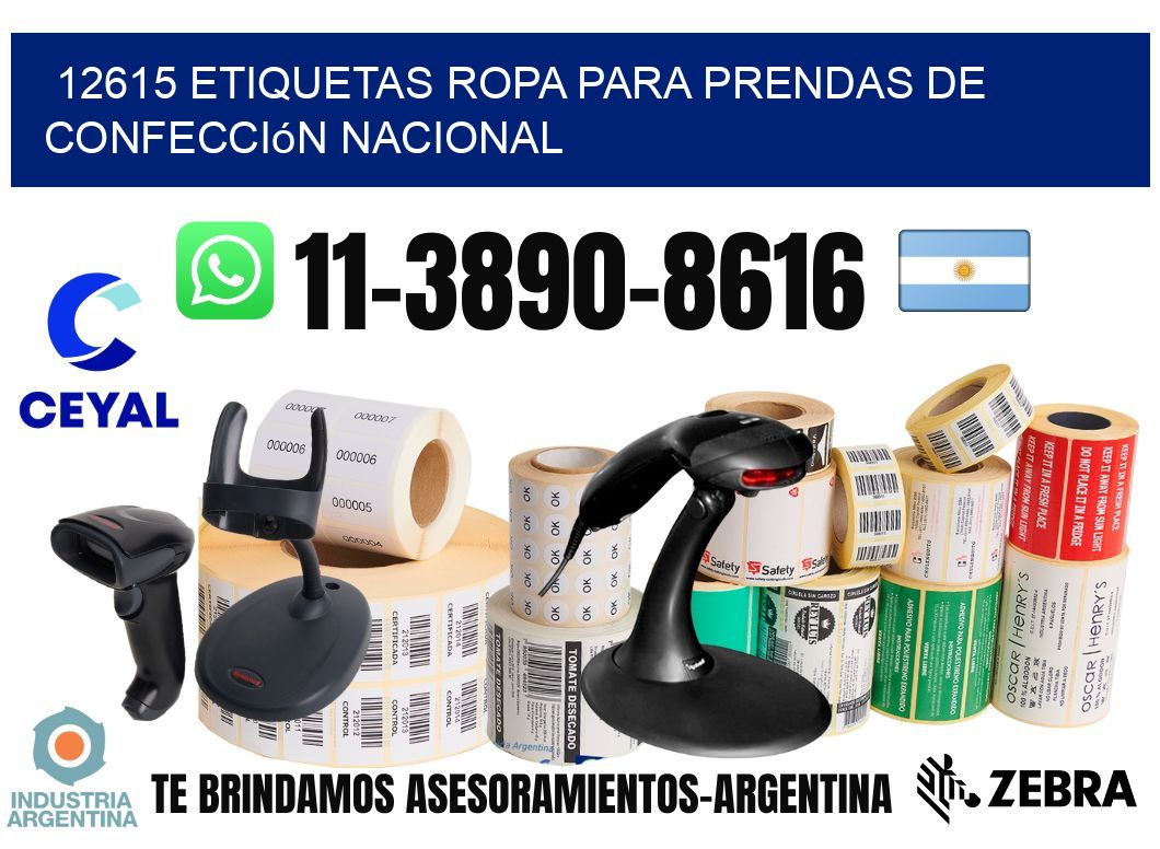 12615 Etiquetas ropa para prendas de confección nacional