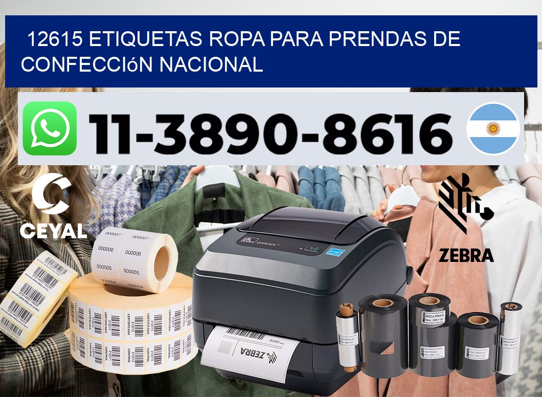12615 Etiquetas ropa para prendas de confección nacional