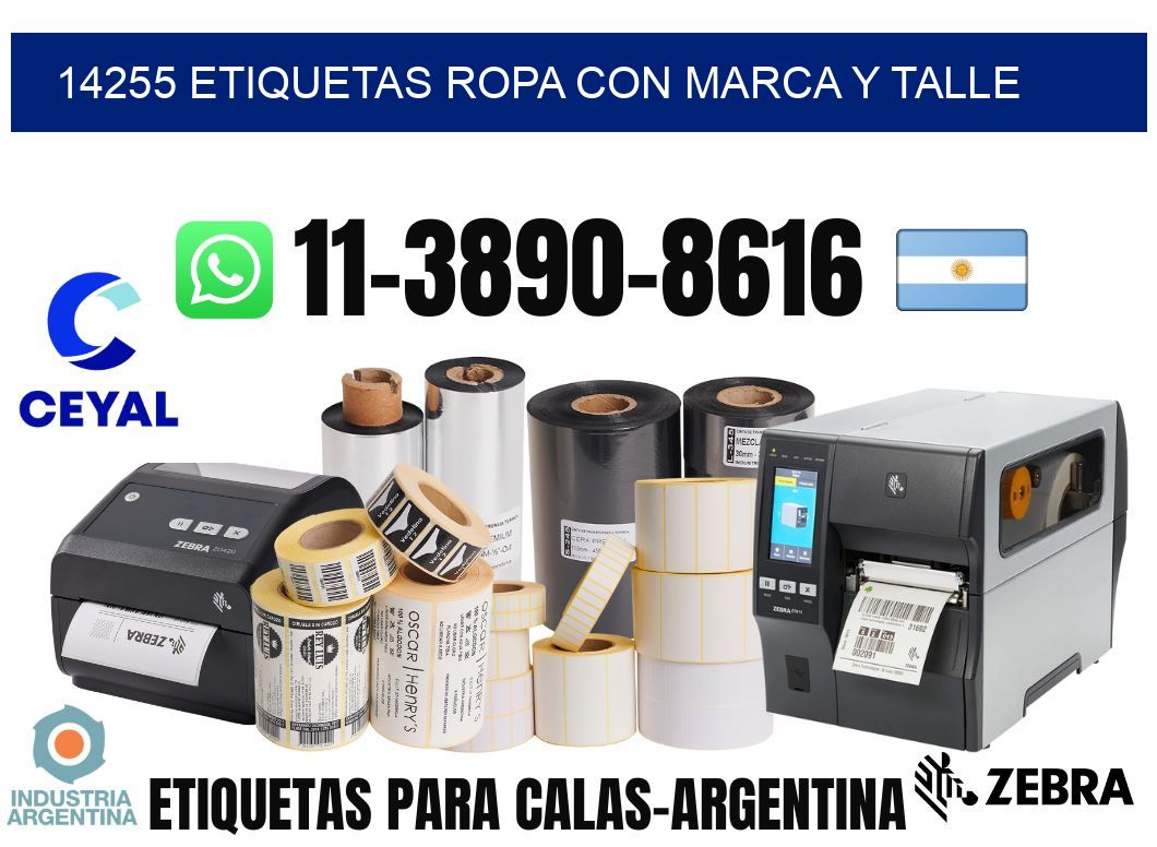 14255 Etiquetas ropa con marca y talle