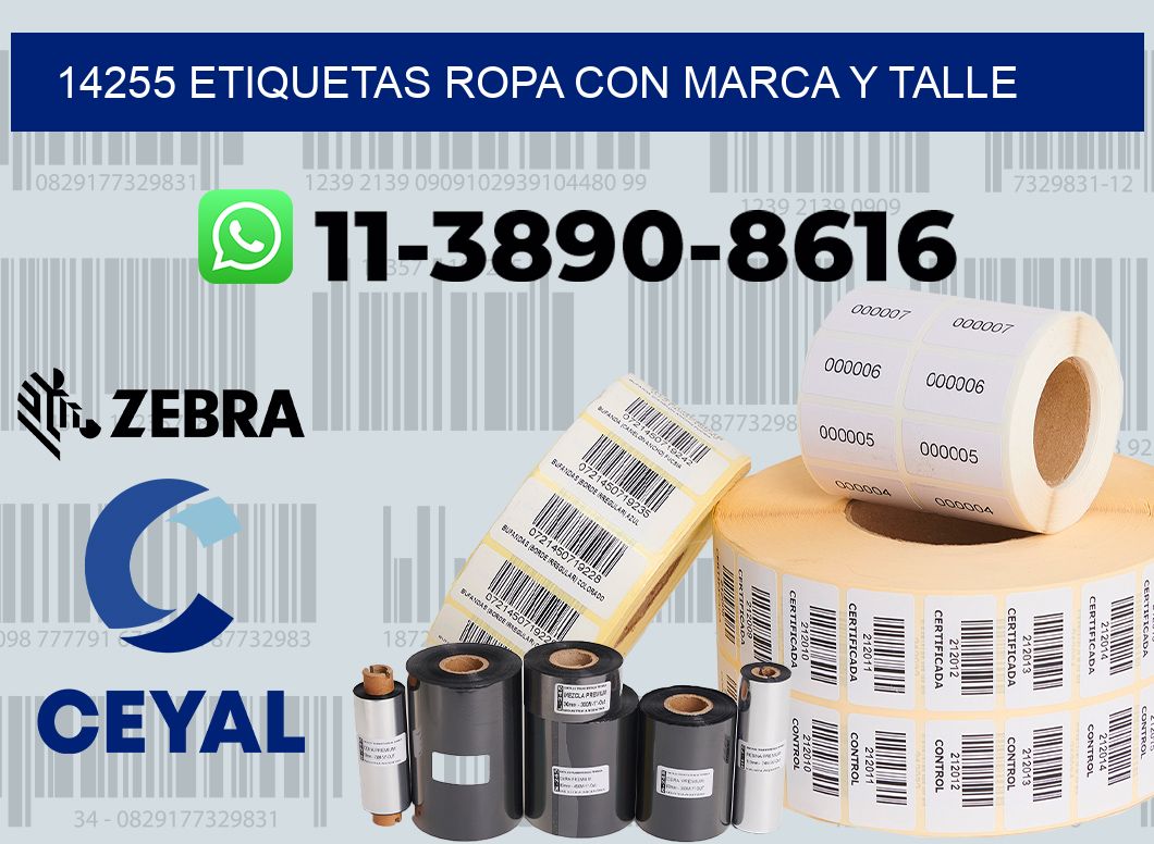 14255 Etiquetas ropa con marca y talle