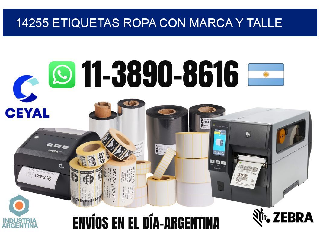 14255 Etiquetas ropa con marca y talle