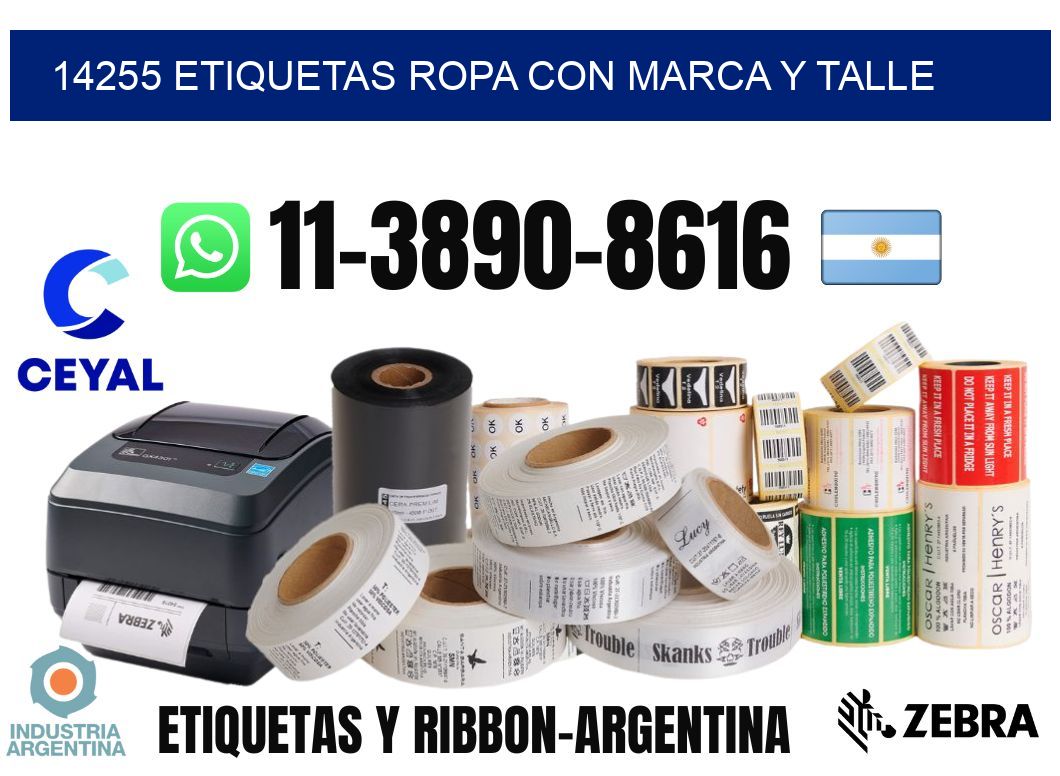 14255 Etiquetas ropa con marca y talle